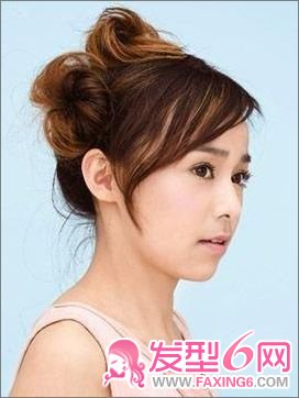 韩式可爱发髻盘法图解
