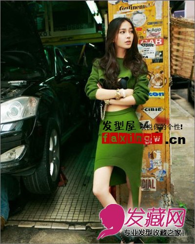 Angelababy最新时尚街拍发型图片 中分长卷发显性感帅气范