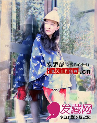 霍思燕秋最新时尚街拍发型LOOK 长发斗篷波点装娇俏可人