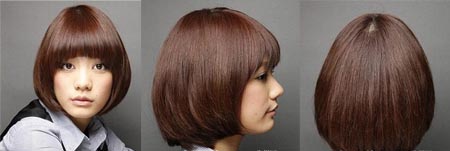 圆形刘海BOB头×红栗色