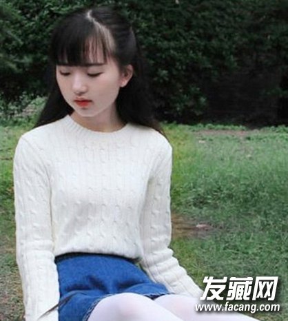 少女齐刘海长发二